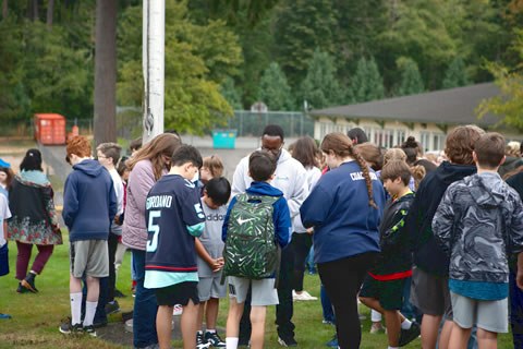 School-wide prayer at the flagpole