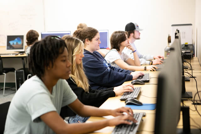 High school students at computers