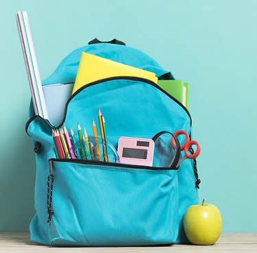 Backpack with school supplies