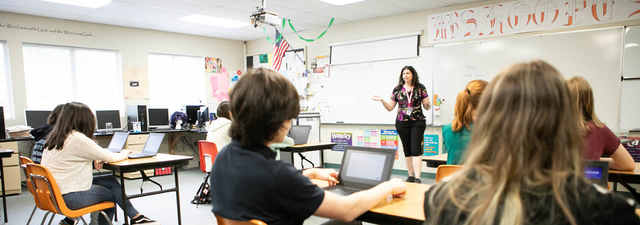 High school students and teacher